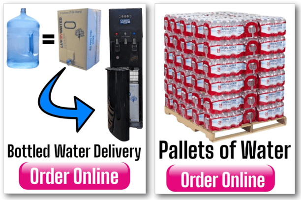 click for bottled water delivery service or pallet of water delivery